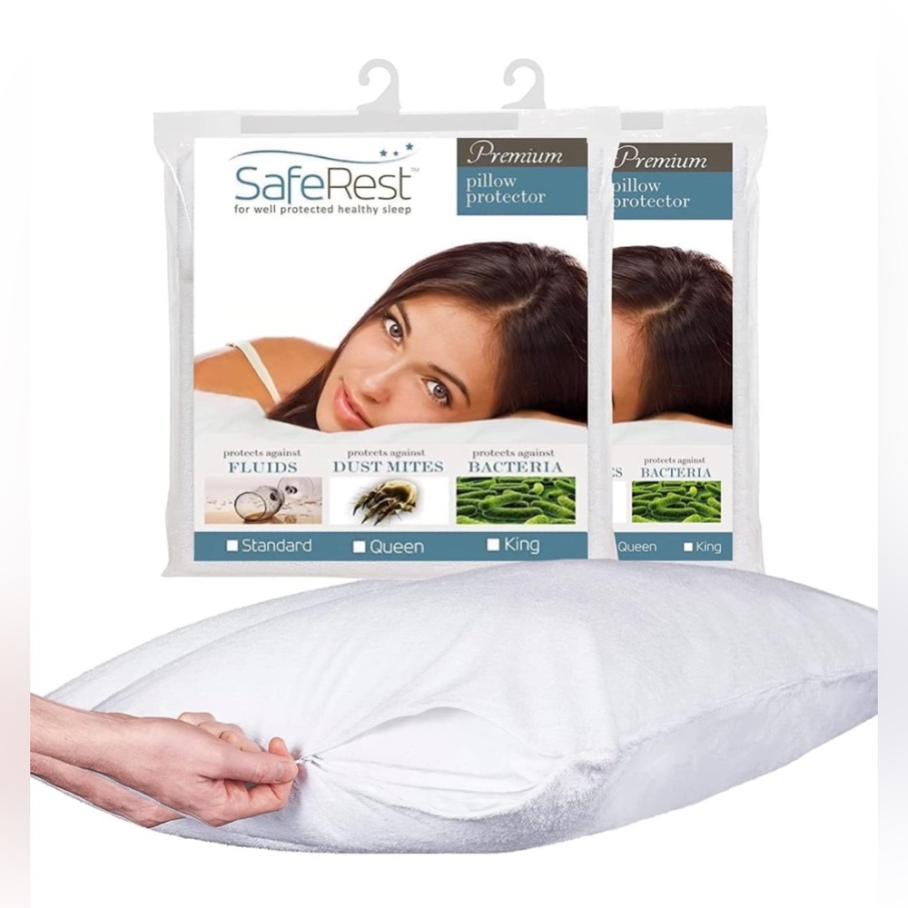 Pillow Protector 2 pack King Size Waterproof Zippered Pillow Encasement